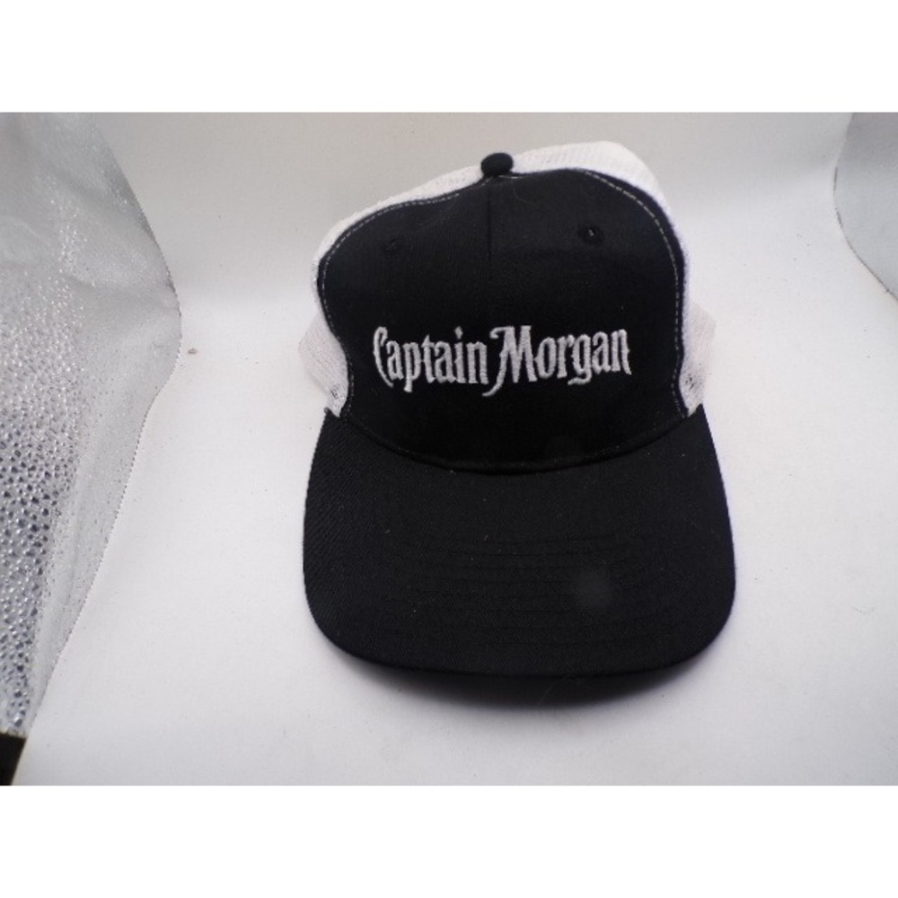 Captain‎ Morgan Spiced Rum Trucker Hat Black White Mesh Snapback Baseball Cap